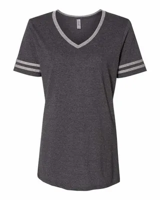 Ladies' TRI-BLEND Varsity V-Neck T-Shirt - Stealth Promo Co