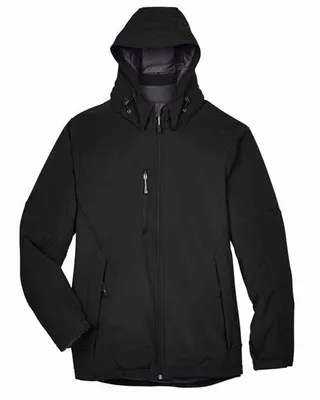 North End Men's Glacier Insulated Three-Layer Fleece Bonded Soft Shell Jacket with Detachable Hood - Stealth Promo Co