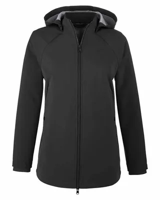 North End Ladies' City Hybrid Soft Shell Hooded Jacket - Stealth Promo Co