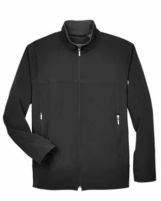 North End Men's Three-Layer Fleece Bonded Performance Soft Shell Jacket - Stealth Promo Co
