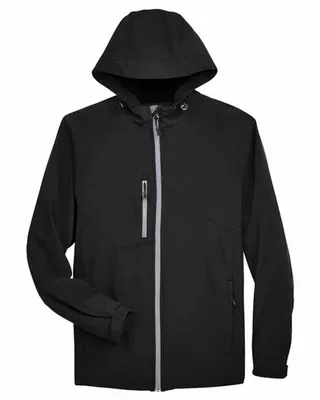 North End Men's Prospect Two-Layer Fleece Bonded Soft Shell Hooded Jacket - Stealth Promo Co