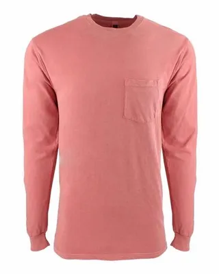 Next Level Apparel Adult Inspired Dye Long-Sleeve Crew with Pocket - Stealth Promo Co
