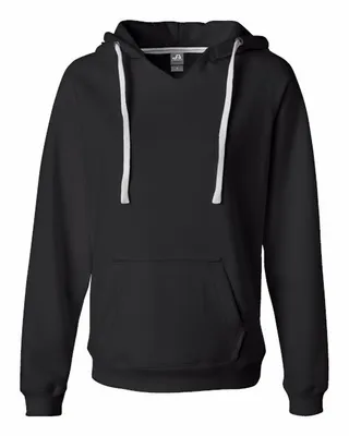 J America Ladies' Sydney Brushed V-Neck Hooded Sweatshirt - Stealth Promo Co