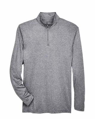 UltraClub Men's Cool & Dry Heathered Performance Quarter-Zip - Stealth Promo Co