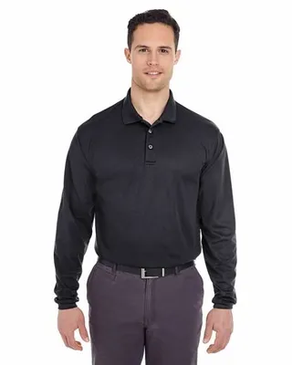 UltraClub Adult Cool & Dry Long-Sleeve MeshPiqu Polo - Stealth Promo Co