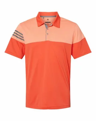 Heathered 3-Stripes Colorblocked Polo - Stealth Promo Co