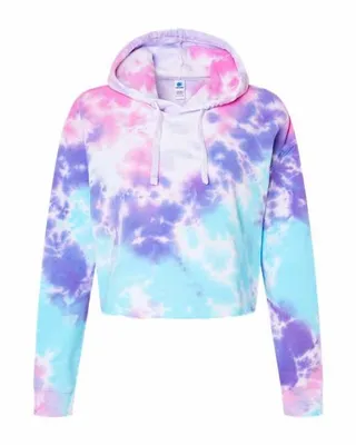 Tie-Dye Ladies' Cropped Hooded Sweatshirt - Stealth Promo Co