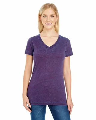 Ladies' Cross Dye Short-Sleeve V-Neck T-Shirt - Stealth Promo Co