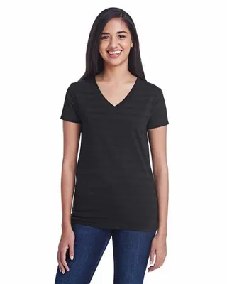 Threadfast Apparel Ladies' Invisible Stripe V-Neck T-Shirt - Stealth Promo Co