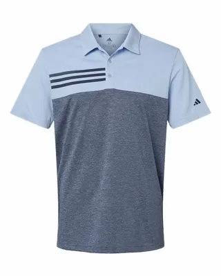 Heathered Colorblocked 3-Stripes Polo - Stealth Promo Co
