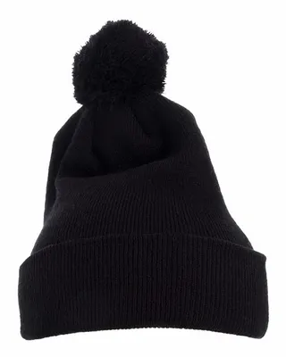 Cuff Knit Beanie w Pom - Stealth Promo Co