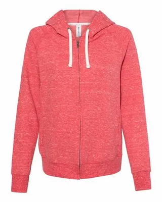 Women's Snow Heather French Terry Full-Zip Hooded Sweatshirt - Stealth Promo Co