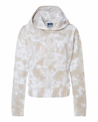 Women's Sueded Fleece Tie-Dyed Crop Hooded Sweatshirt - Stealth Promo Co