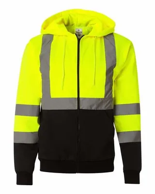 Hi-Vis Full-Zip Hooded Sweatshirt - Stealth Promo Co