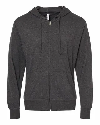 Lightweight Jersey Full-Zip Hooded T-Shirt - Stealth Promo Co
