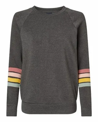 Women's Striped Sleeves Crewneck Sweatshirt - Stealth Promo Co