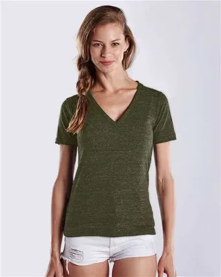 Women's V-Neck Overdyed Tee - Stealth Promo Co
