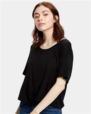 Women's Boxy Open Neck Tee - Stealth Promo Co