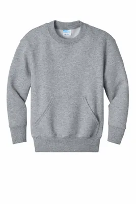 Port & Co Youth Core Fleece Crewneck Pocket Sweatshirt PC78YPKT - Stealth Promo Co