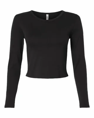 Women's Baby Rib Long Sleeve Cropped Tee - Stealth Promo Co