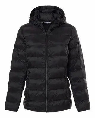 Women's Lightweight Poly-filled Hooded Puffer Jacket - Stealth Promo Co