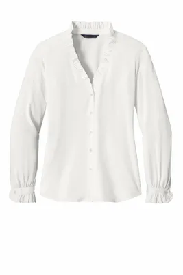 Brooks Brothers Women's Long Sleeve Ruffle Collar Blouse BB18011 - Stealth Promo Co