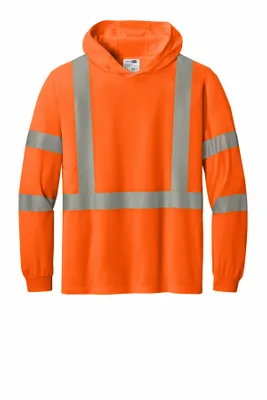 CornerStone ANSI 107 Class 3 Long Sleeve Segmented Tape Hooded Tee CS208 - Stealth Promo Co