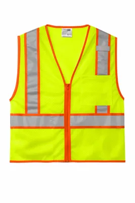 CornerStone ANSI 107 Class 2 Mesh Zippered Two-Tone Vest. CSV103 - Stealth Promo Co