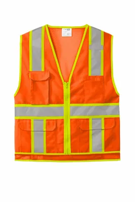 CornerStone ANSI 107 Class 2 Surveyor Zippered Two-Tone Vest. CSV105 - Stealth Promo Co