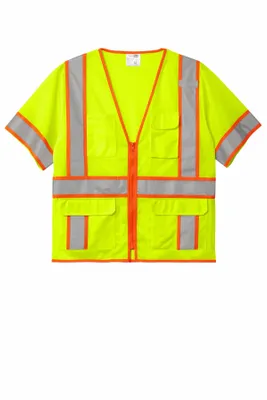 CornerStone ANSI 107 Class 3 Surveyor Mesh Zippered Two-Tone Short Sleeve Vest. CSV106 - Stealth Promo Co