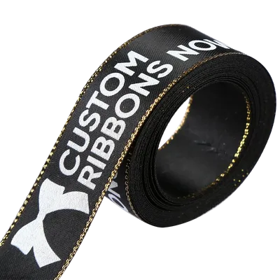 Metallic Edge Grosgrain Ribbon - Silk Screen Printed Ribbons