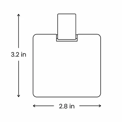 Square 2.8 in. x 3.2 in.