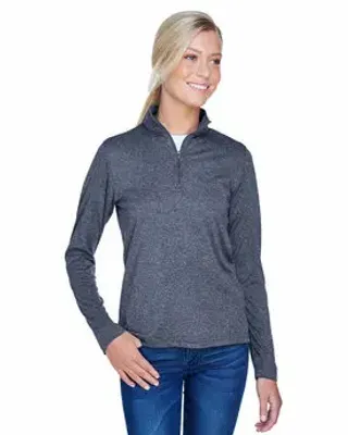 UltraClub Ladies' Cool & Dry Heathered Performance Quarter-Zip - Stealth Promo Co