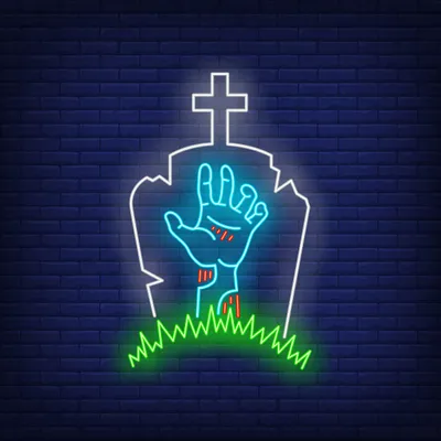 Gravestone Zombie Hand Neon Sign - Stealth Promo Co