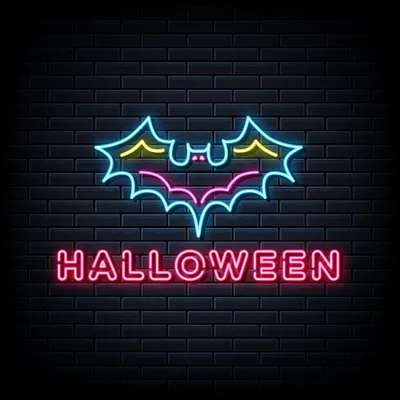 Halloween Neon Sign with Bat - Stealth Promo Co