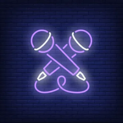Crossed Microphone Neon Sign - Stealth Promo Co