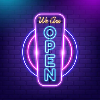 We are Open Vertical Neon Sign - Stealth Promo Co
