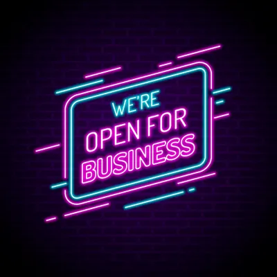 Open For Business Neon Sign - Stealth Promo Co