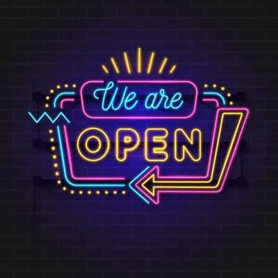 We Are Open Modern Neon Sign - Stealth Promo Co