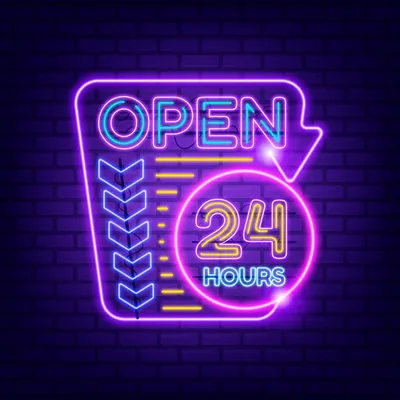 Retro Open 24 Hours Neon Sign - Stealth Promo Co