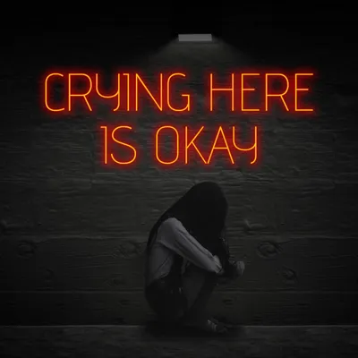 Crying Here Is Okay Neon Sign - Stealth Promo Co