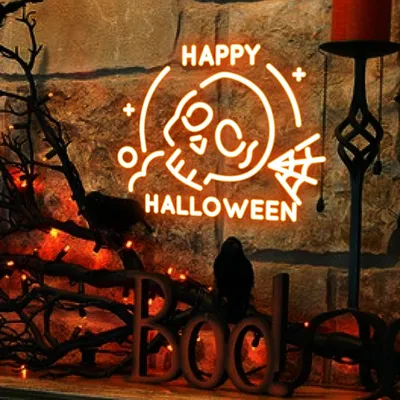 Happy Halloween Skull Neon Sign - Stealth Promo Co