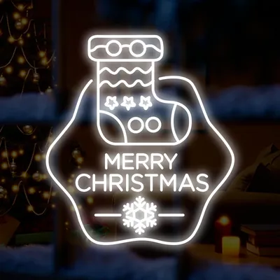 Merry Christmas Handmade Sock Neon Sign - Stealth Promo Co