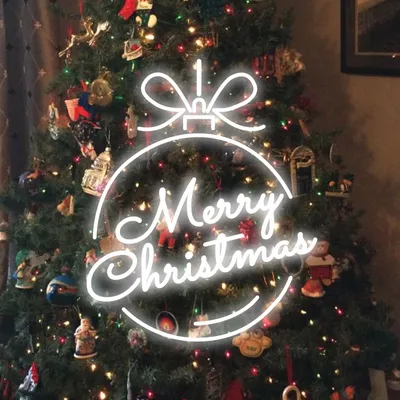 Merry Christmas Circle Text Neon Sign - Stealth Promo Co