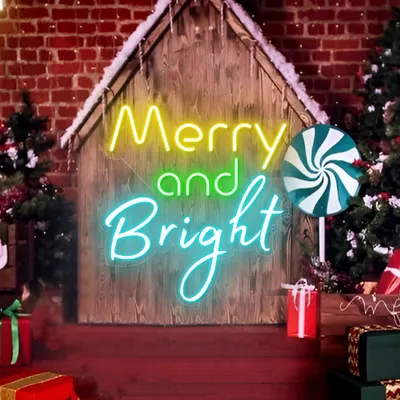 Merry & Bright Neon Sign - Stealth Promo Co