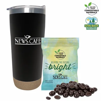Double Wall Tumbler w/Compostable bag of Dark Choc Espresso Beans - Stealth Promo Co