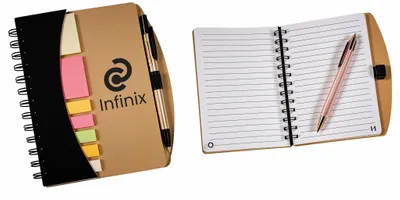 Mini Journal with Pen, Flags & Sticky Notes - Stealth Promo Co