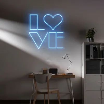 Love Blue Neon Sign - Stealth Promo Co