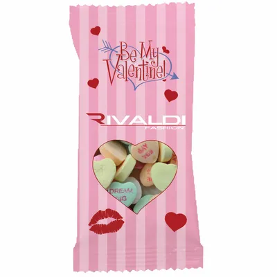 Clear Plastic Snack Pack Bag with Conversation Hearts - Stealth Patches
