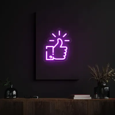 Purple Thumbs Up Neon Sign - Stealth Promo Co